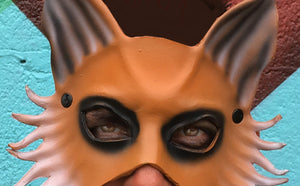 Maskelle Fox Mask for Halloween masquerade costume close up onmale model